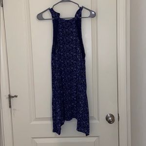 Blue Floral High Neck Dress